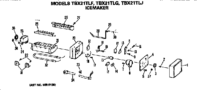 Icemaker Diagram and Parts List for TBX21TLFRAD  General Electric Refrigerator