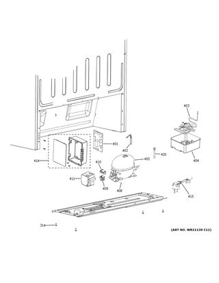 Machine Compartment Diagram and Parts List for FUF21SMRDWW  General Electric Refrigerator
