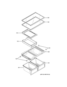 Fresh Food Shelves Diagram and Parts List for GDE21EGKTRBB  General Electric Refrigerator