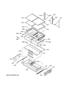 Fresh Food Shelves Diagram and Parts List for GWE23GENCDS  General Electric Refrigerator