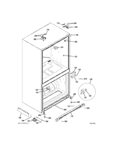 CASE PARTS Diagram and Parts List for ZFGP21HZJSS  General Electric Refrigerator