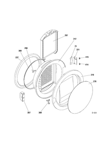 DOOR Diagram and Parts List for RCKH315EFWW  General Electric Dryer