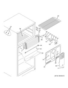Freezer Section Diagram and Parts List for GTE18LMHBRES  General Electric Refrigerator