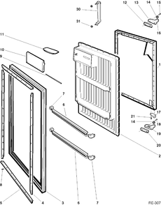 REFRIGERATOR DOOR Diagram and Parts List for YRF1845S-5  General Electric Refrigerator