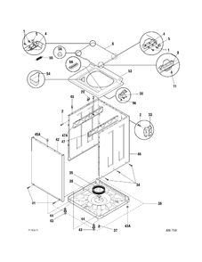 LOWER CABINET Diagram and Parts List for WSM27THAWWW  General Electric Washer