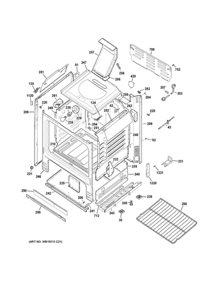 Body Parts Diagram and Parts List for JGBS66DEK3WW  General Electric Range
