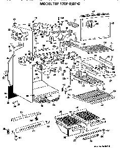Cabinet Parts Diagram and Parts List for TBF17BFC  General Electric Refrigerator