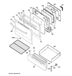 Door & Drawer Parts Diagram and Parts List for JGB450REF4SS  General Electric Range
