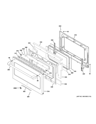 Part Location Diagram of WB56X31744 GE GLASS & PANEL DOOR ASM
