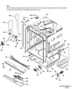 BODY PARTS Diagram and Parts List for ZDT800SPF5SS  General Electric Dishwasher