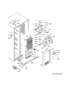 Freezer Section Diagram and Parts List for GZS22DMJWFES  General Electric Refrigerator