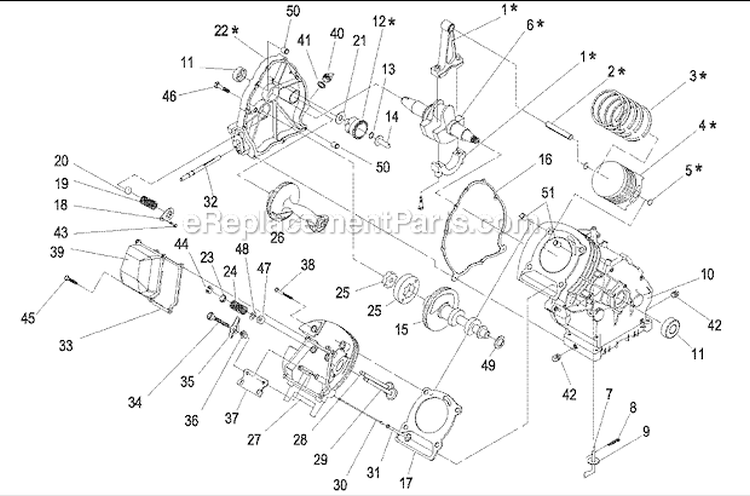 Longblock Large Frame Diagram and Parts List for 0052331 GH410 Generac Generator