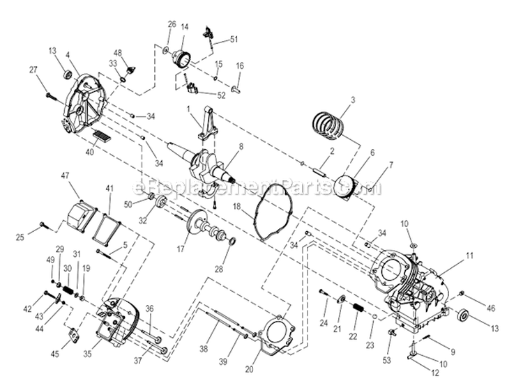 Engine-Gh220 Longblock Diagram and Parts List for 005778-0 XG4000 Generac Generator