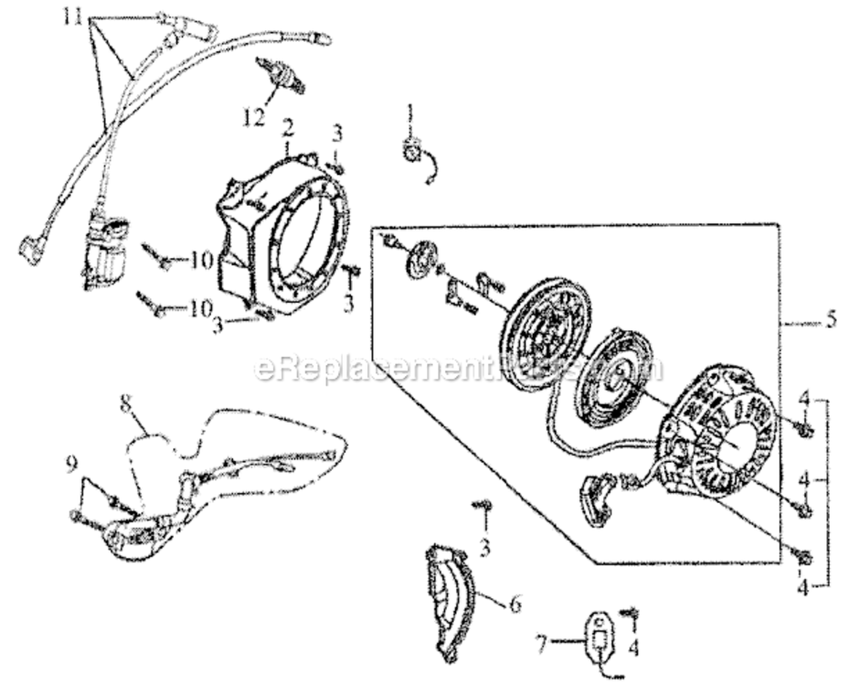 Recoil_Starter_And_Ignition_Coil_Assy Diagram and Parts List for 0061040  Generac Generator