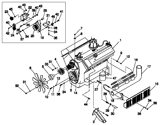 Engine Common Parts Diagram and Parts List for 0046261 (3622315)(2002) Generac Generator