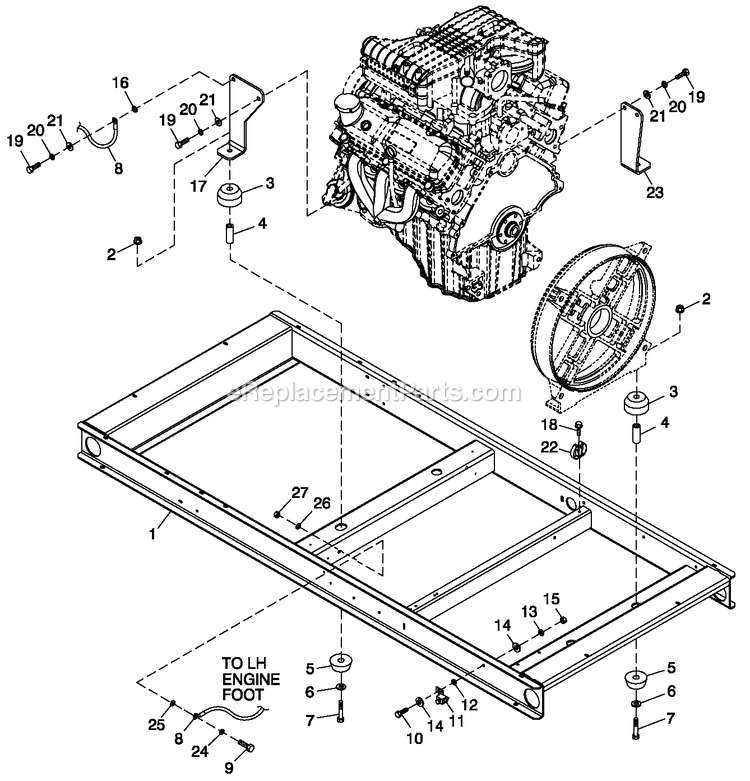 Mounting Base Diagram and Parts List for HT04542GNAX (6708400)(2011) Generac Generator