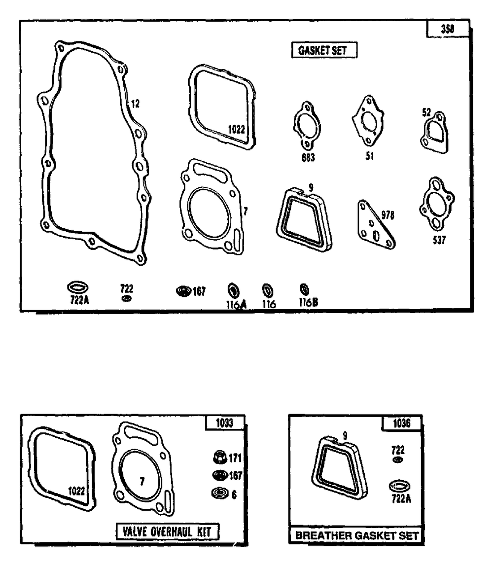 Gasket Set Diagram and Parts List for 3ZC40 (9404-1)(9404-1) Generac Generator