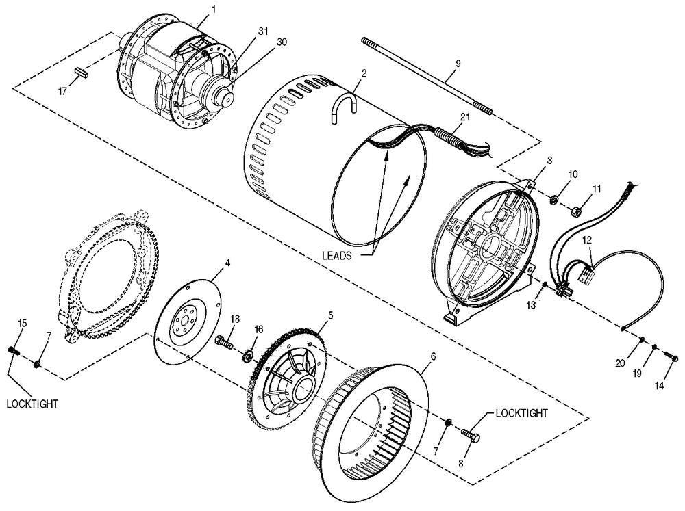 Alternator Diagram and Parts List for 0049911 (4102877 - 4227451)(2005) Generac Generator