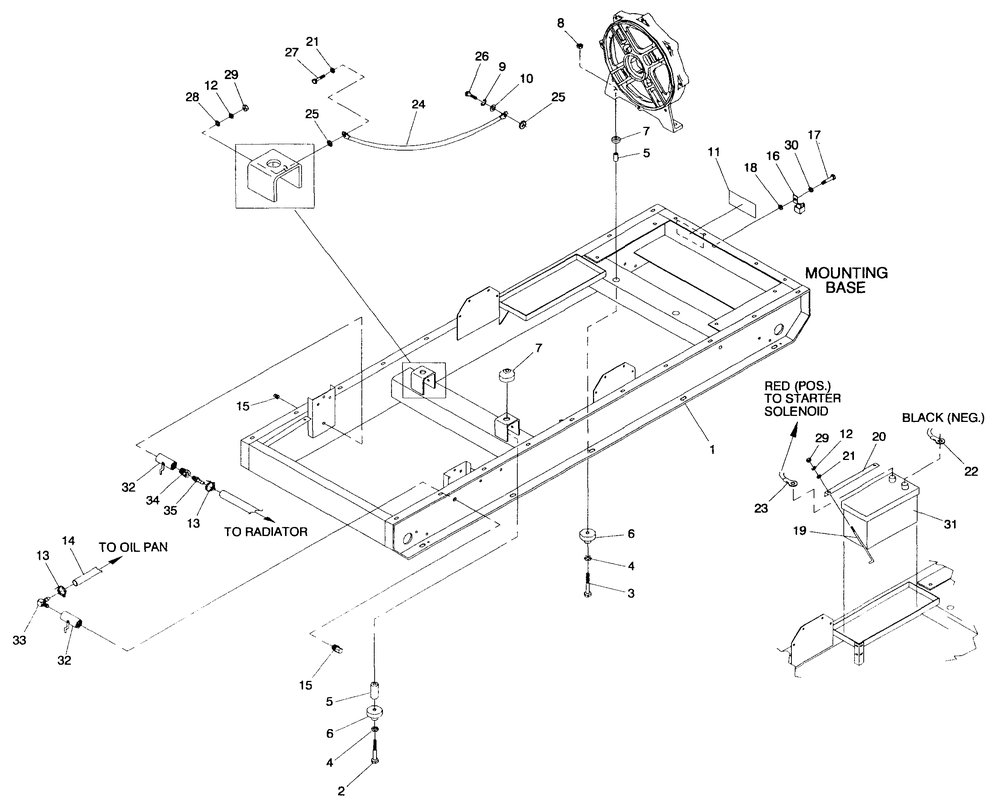 Mounting Base Diagram and Parts List for 4359-1  Generac Generator