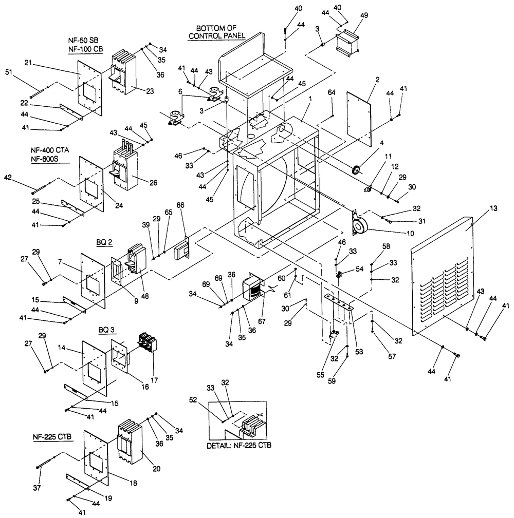 Lower Panel Diagram and Parts List for 4251-0  Generac Generator