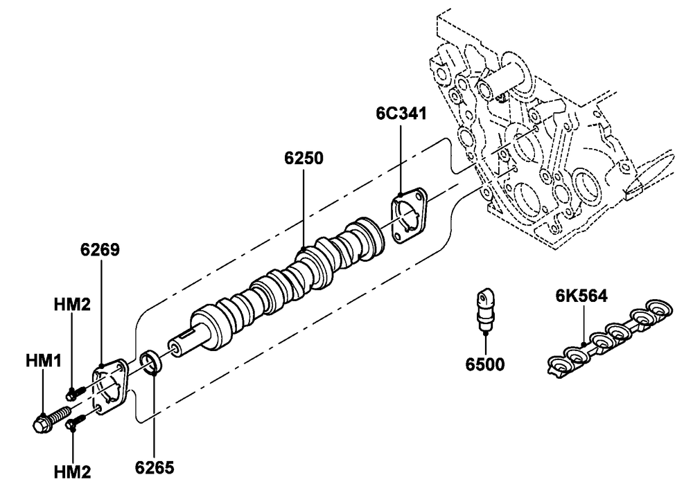4.2l Gas Engine Camshaft Diagram and Parts List for ET04842ANAN (5614613 - 5760317)(2010) Generac Generator