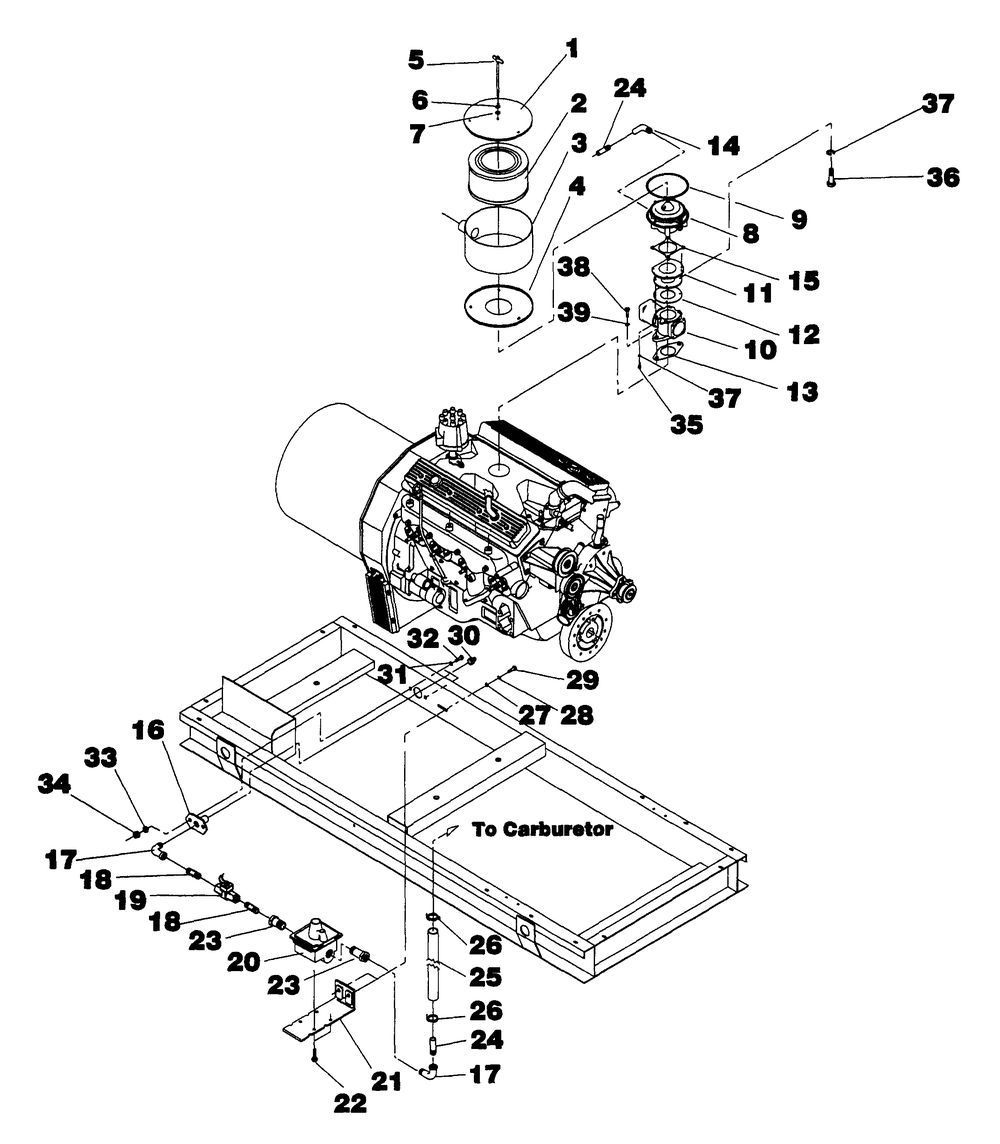 Carburetor Diagram and Parts List for 4313-0 DG-50 Generac Generator