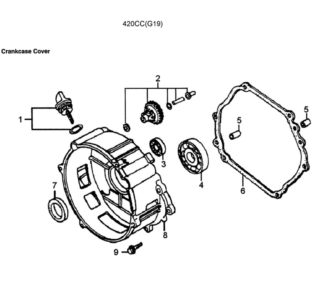 Crankcase Cover Diagram and Parts List for 5943-5  Generac Generator