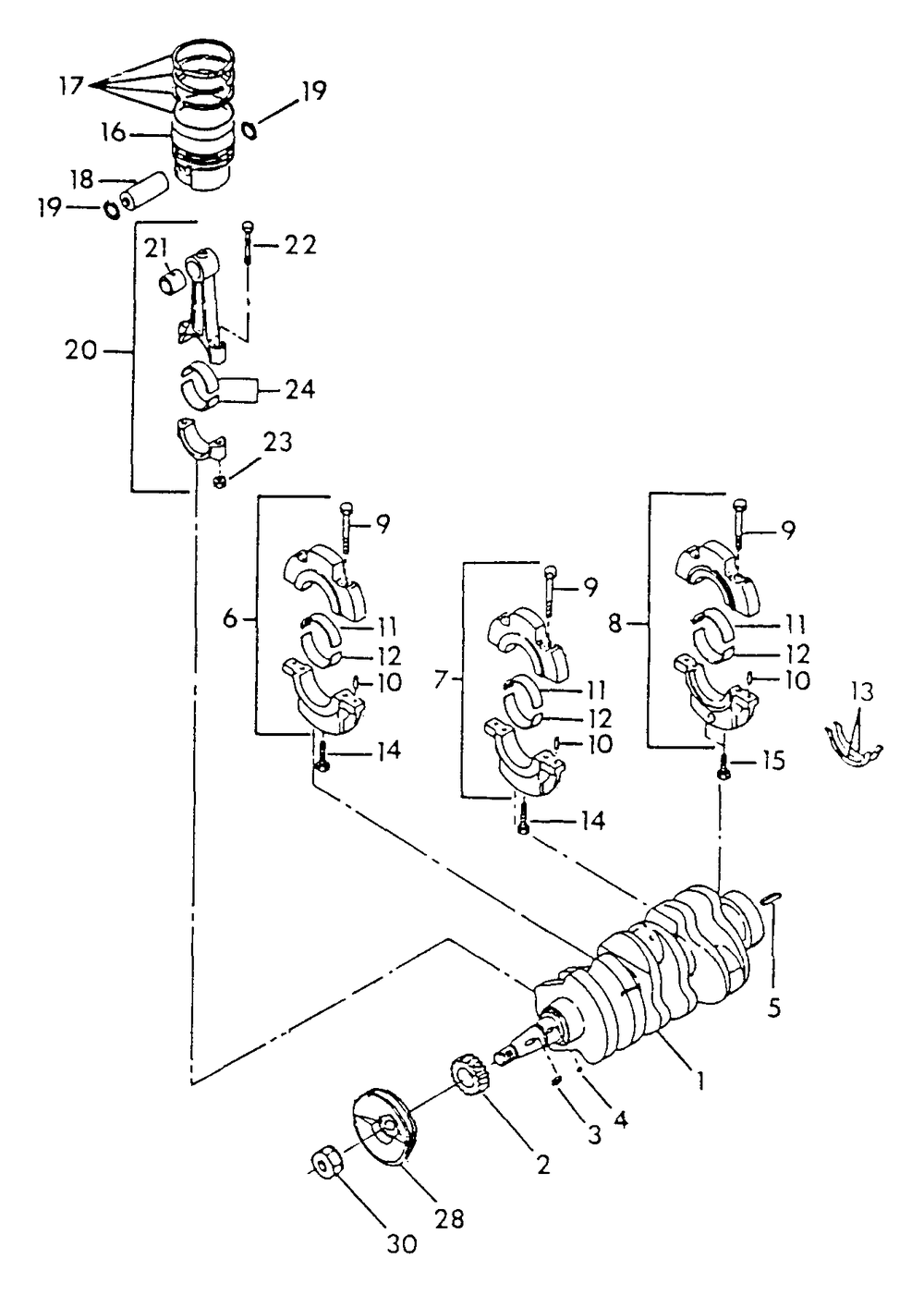 Crankshaft And Piston Diagram and Parts List for 9410-0 (Np80d)(Rv Gen) Generac Generator