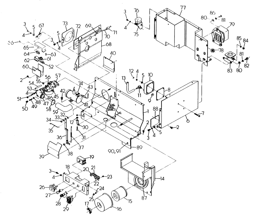 Engine Shrouding Diagram and Parts List for 6209-0  Generac Generator