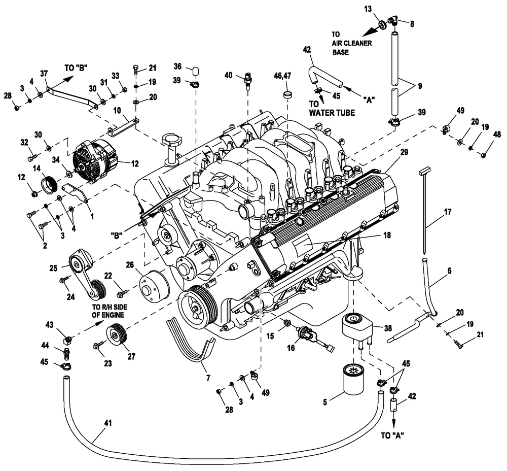 Ev Engine Com Prt L/H Side 6.8l Diagram and Parts List for ET10068GVAC (6736177 - 9116450)(2014) Generac Generator