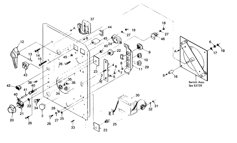Control Panel Diagram and Parts List for 8301-1  Generac Welder