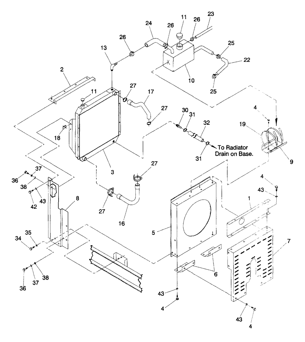 Radiator Assembly Diagram and Parts List for 4063-0  Generac Generator
