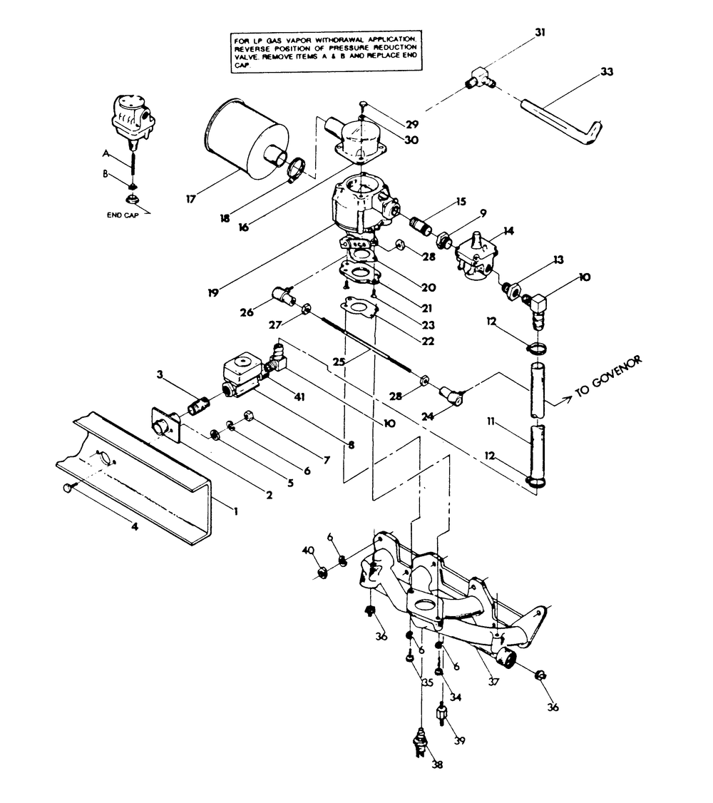 Carburetor System Diagram and Parts List for 9105-5  Generac Generator