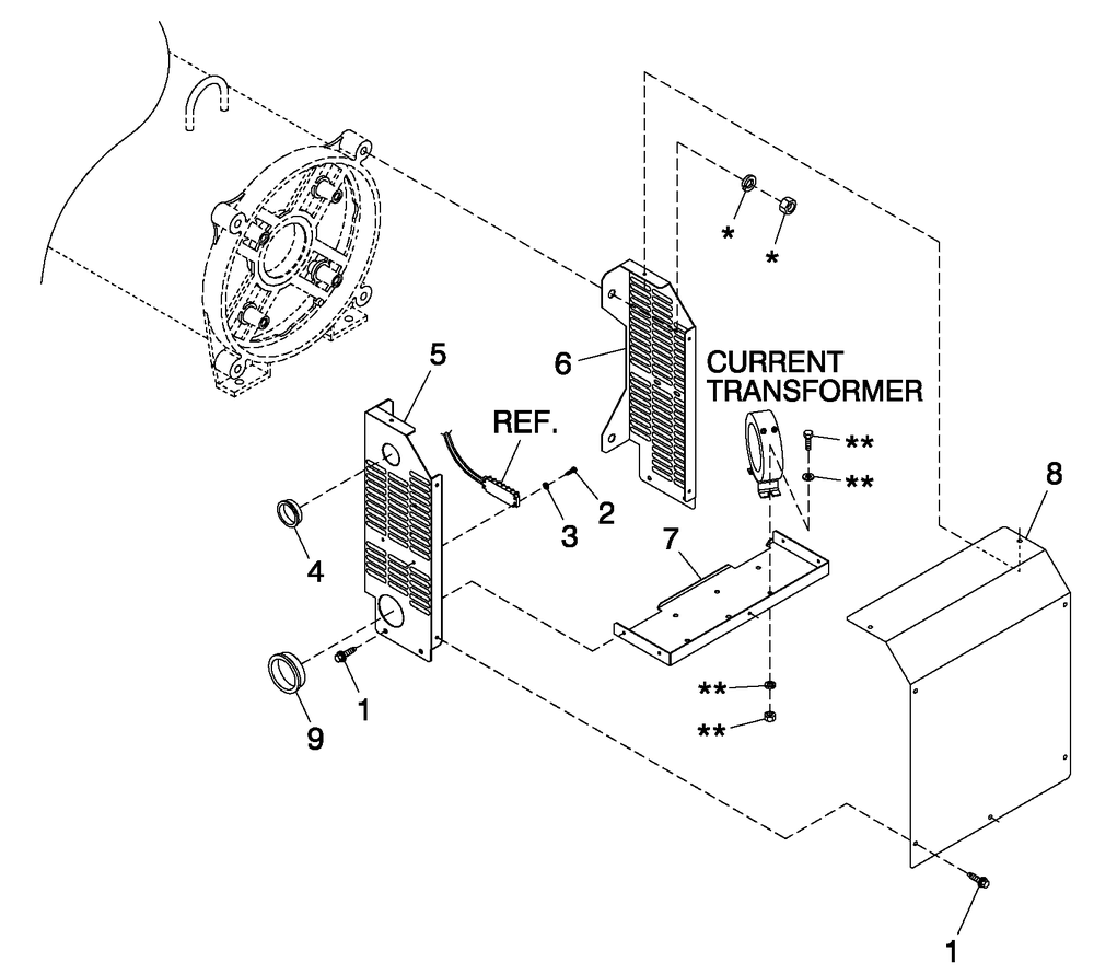 Excxiter Shelding Cpl 5.4l80kw And 6.8l 100, 130kw Diagram and Parts List for ET15068AVAY (5955880)(2010) Generac Generator