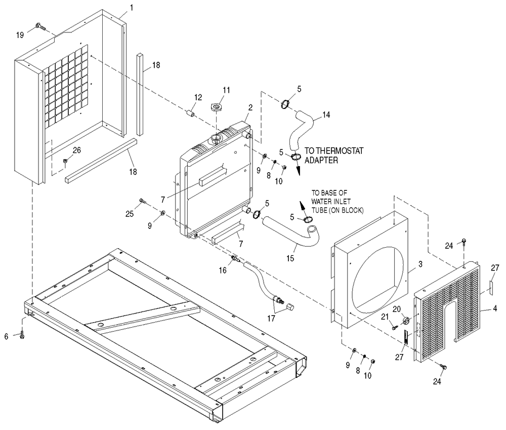 Radiator Diagram and Parts List for 0050280 (3960659)(2004) Generac Generator