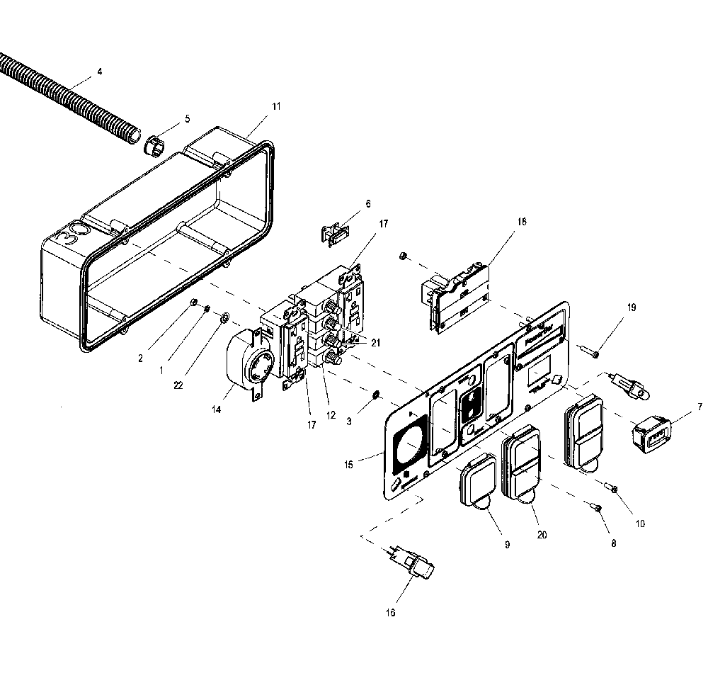 Control panel Diagram and Parts List for XG7000E-5798-0  Generac Generator