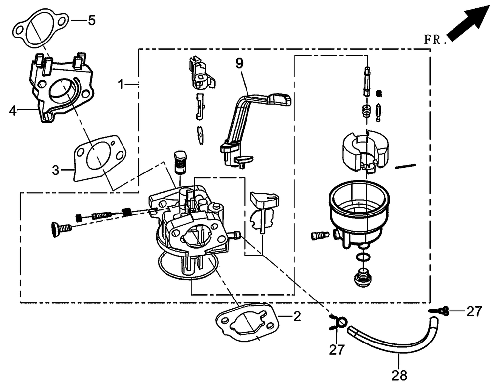 Carburetor Diagram and Parts List for 0059395 (7008470E - 7479864E)(2016) Generac Generator