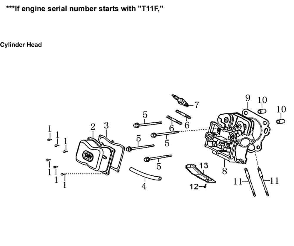 Cylinder Head 1 Diagram and Parts List for 005939-2  Generac Generator