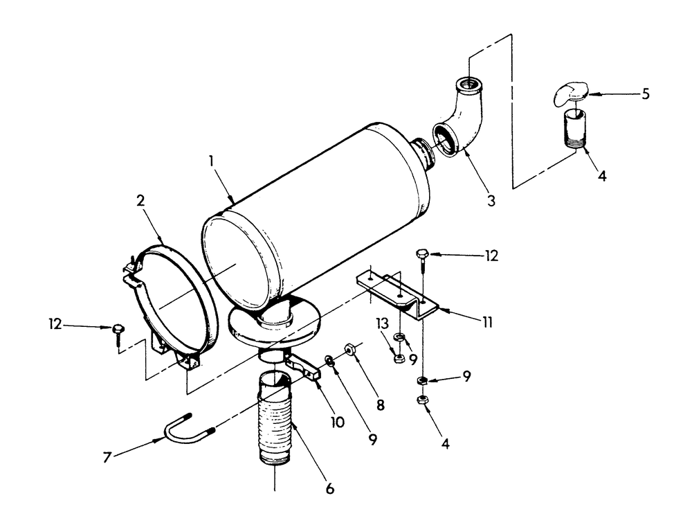 Exhaust Muffler Diagram and Parts List for 9112-6  Generac Generator