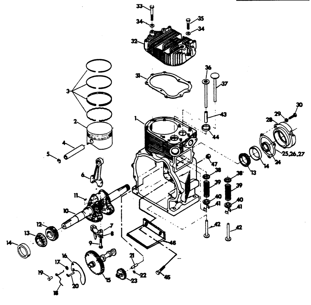 Engine Diagram and Parts List for 6612-0  Generac Generator