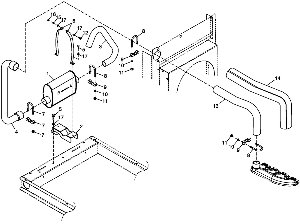 Exhaust System 1.6l C1 Diagram and Parts List for ST02016ANAN (4661517 - 4690840)(2007) Generac Generator