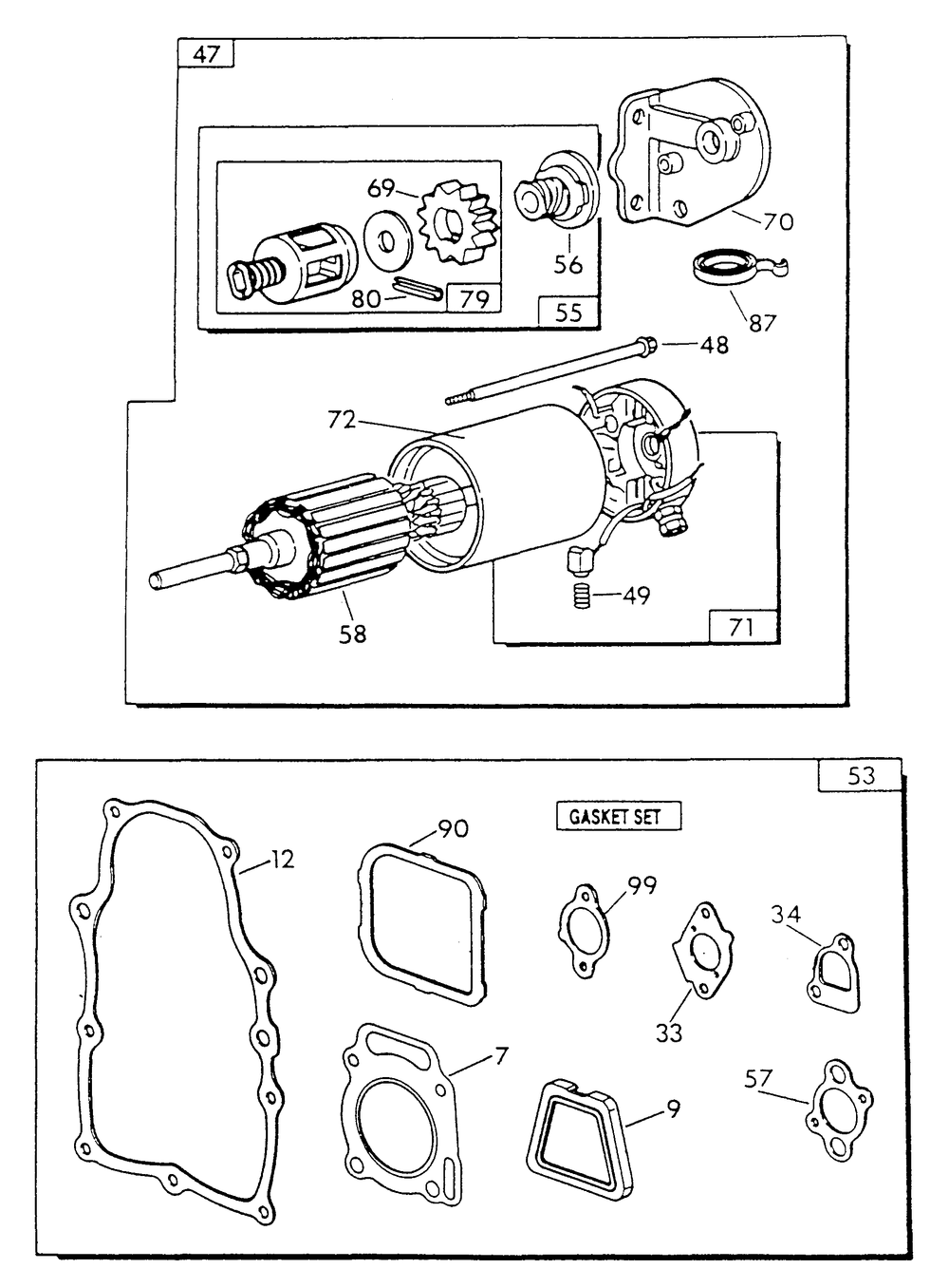 Engine Common Parts 1 Diagram and Parts List for 9735-2  Generac Generator