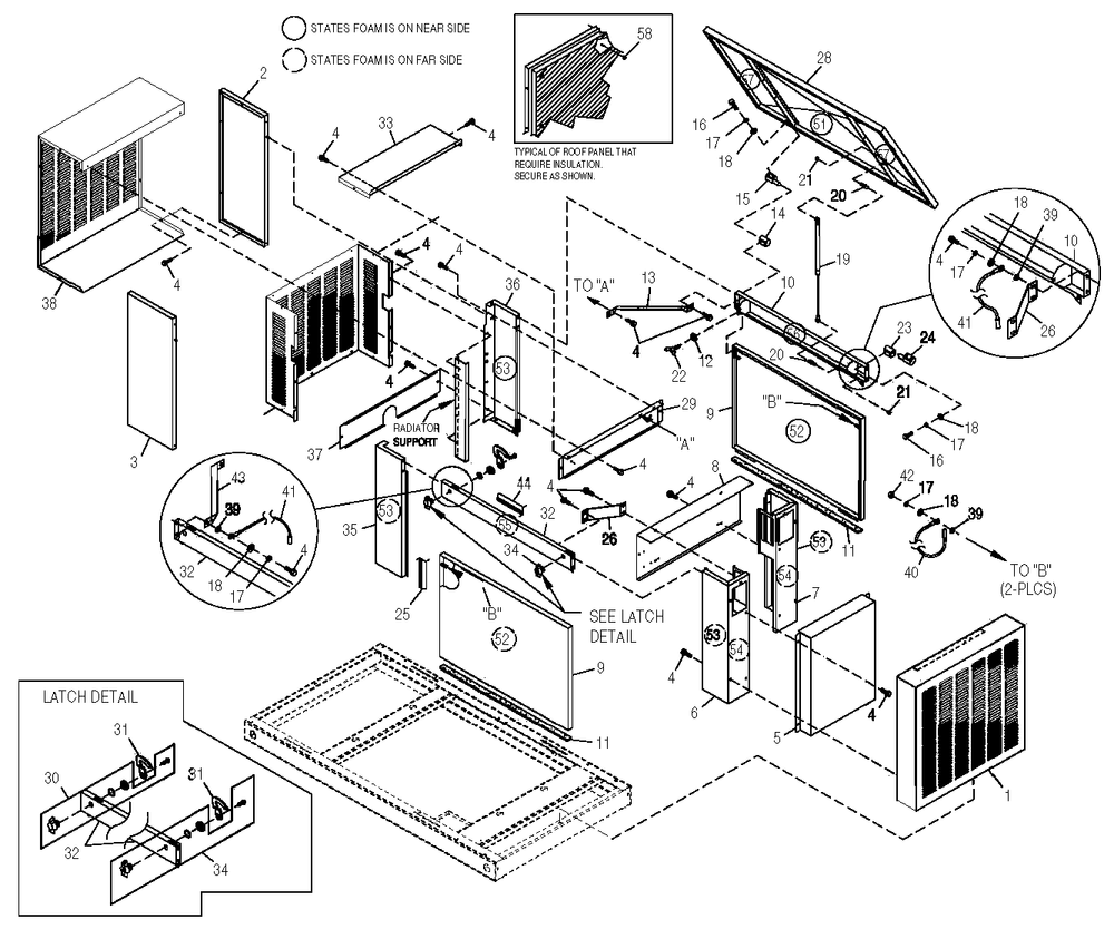 Enclosure Diagram and Parts List for 0049930 (3804746 - 3990828)(2004) Generac Generator