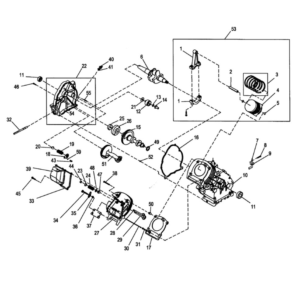 Engine 1 Diagram and Parts List for XG8000E-5747-3  Generac Generator