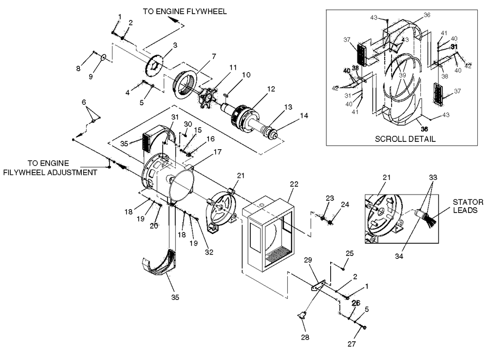 Generator Diagram and Parts List for 0049140 (3728577 - 3731061)(2003) Generac Generator