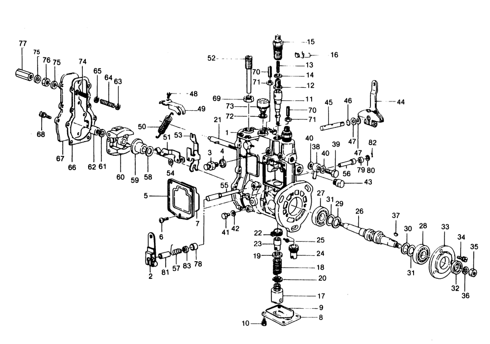 Fuel Injection Pump Diagram and Parts List for 1010-B  Generac Welder
