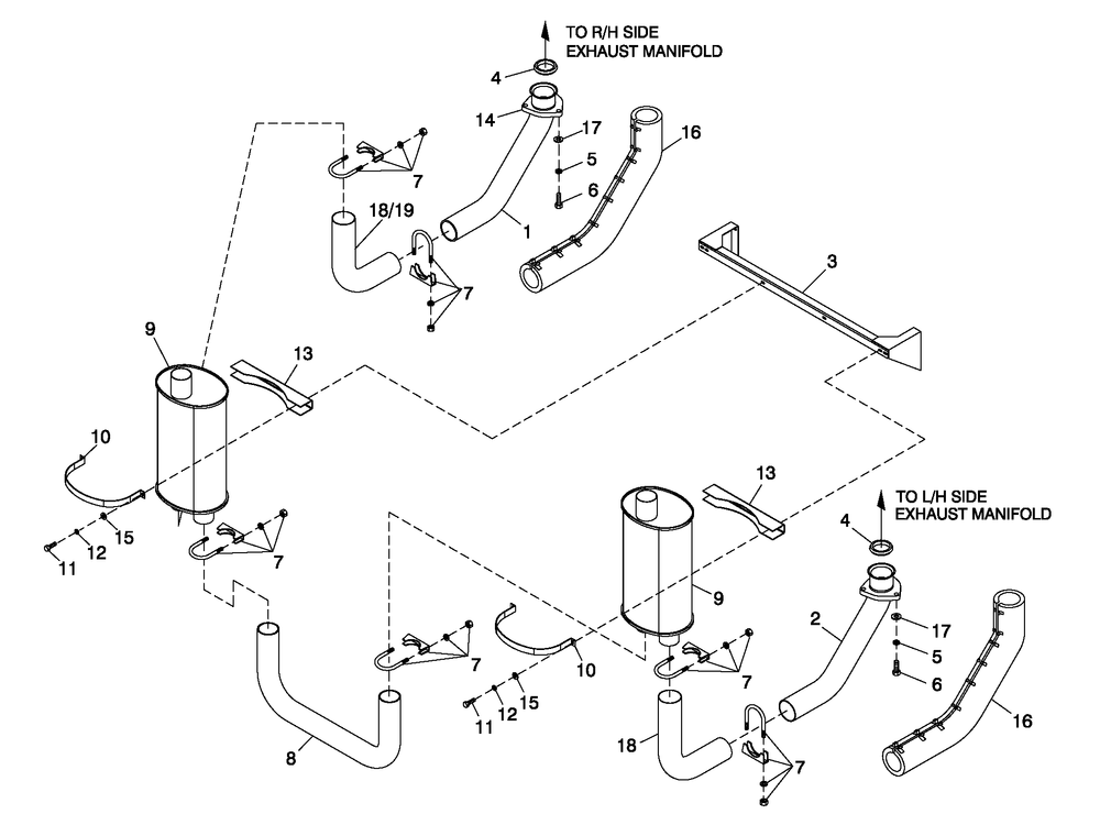 Muffler 5.4l/6.8l Cpl Exhaust C3 O/S Diagram and Parts List for QT04554AVSNA (4413178 - 4808303)(2007) Generac Generator