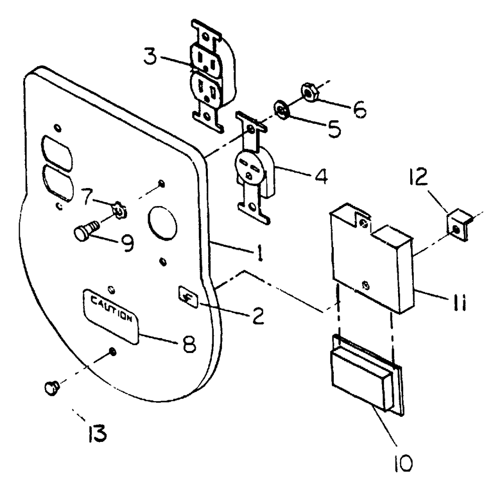 Receptacle Panel No. 68763 Diagram and Parts List for S5000T (8872-0)(8872-0) Generac Generator