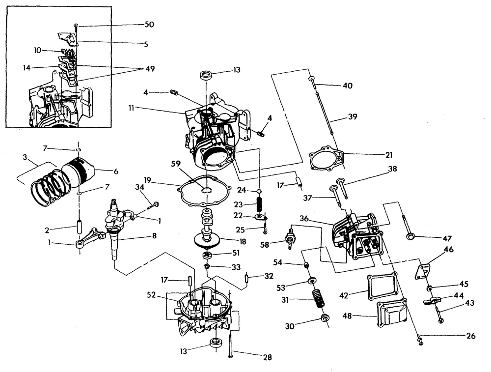 Engine Long Block Diagram and Parts List for 0941-1  Generac Generator