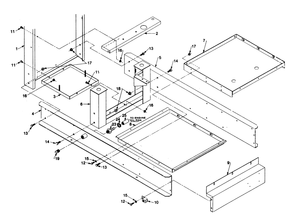 Mounting Base Diagram and Parts List for 1011-C  Generac Welder